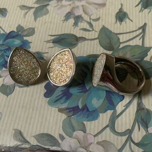 Elegant Silver and Gold Teardrop Ring Set